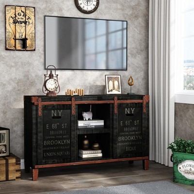 Hotraffy Farmhouse TV Stand for 55 inch TV with Cabinet