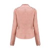 Clearlove Womens Casual Light Studded Shoulder Long Sleeve Cropped Zipper Moto Biker Faux Leather Jacket Coats - 2 of 4