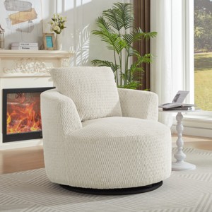 Faux Fur Swivel Accent Chair with 360° Rotation, 39.4'' Plush Lounge Seating for Living Room Bedroom-3irtyhousy - 1 of 4