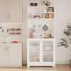 71" Kitchen Pantry Cabinet, Wooden Tall Sideboard Buffet Cabinet with Microwave Stand, Pegboard and Hutch, for Dining Room or Living Room - 3 of 4