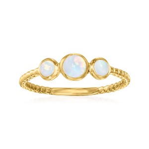 RS Pure by Ross-Simons Opal 3-Stone Ring in 14kt Yellow Gold - 1 of 4