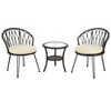 YOOCOZZ 3-Piece Outdoor Patio Furniture Set with 2 PE Rattan Chairs and Tempered Glass Table - 2 of 4