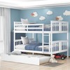Okak Full over Full Solid Wood Bunk Bed with Twin Size Trundle Loft Bunk Bed with Ladder & Safety Guardrail for Kids Teens, Easy Assemble, White - 2 of 4