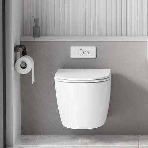 Wall-Mounted Toilet, Space-Saving Ceramic Design, Modern Style, Soft-Close PP Lid, Compact Bathroom Fixture, Easy Installation - 1 of 4
