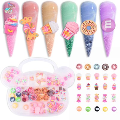 Saviland Women's 50PCS 3D Candy Ice Cream Kawaii Nail Charms Set - Colorful Nail Art Supplies for Salon & Home.