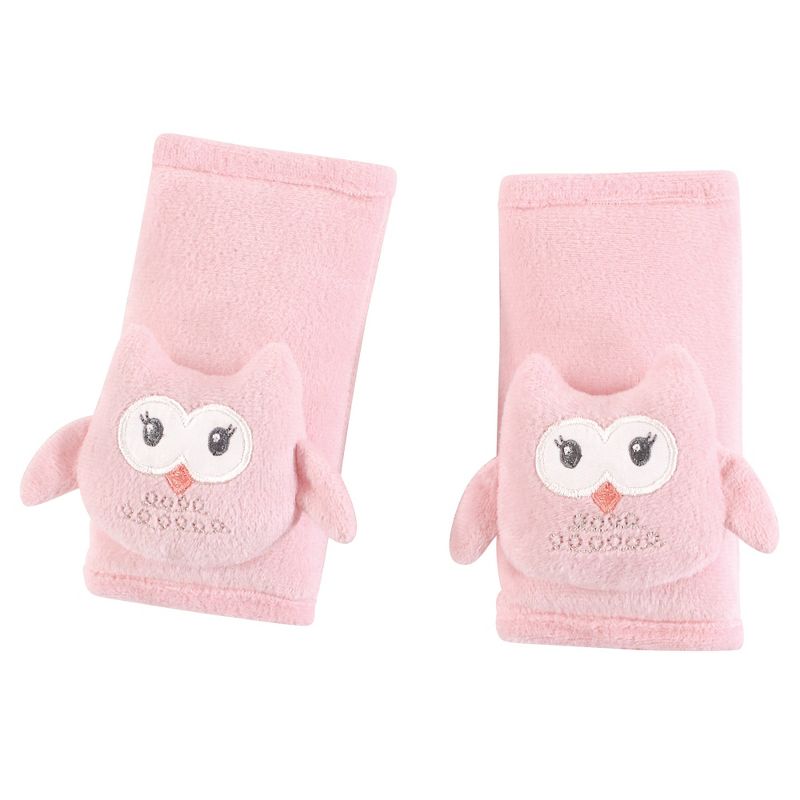 Hudson Baby Infant Girl Cushioned Strap Covers, Pink Owl, One Size, 1 of 3