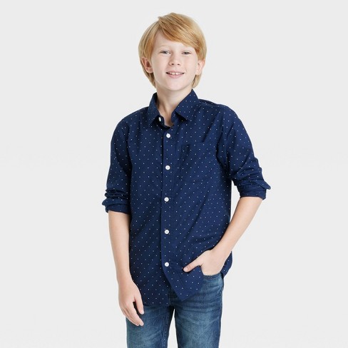 Boys' Button-Down Long Sleeve Woven Shirt - Cat & Jack™  - image 1 of 3