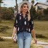 Women'Summer Fall 3/4 Roll-Up Long Sleeve  Print Shirt V Neck Casual Loose Fit Top Blouse - 2 of 4