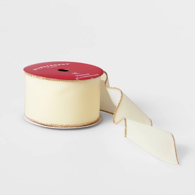 2.5" Velvet Ribbon Ivory 21ft - Wondershop™