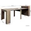 Modern Extendable Dining Table with Storage Shelf, Rectangular Multi Functional Table for Dining Room and Apartment, Space Saving Design,Brown - 2 of 4
