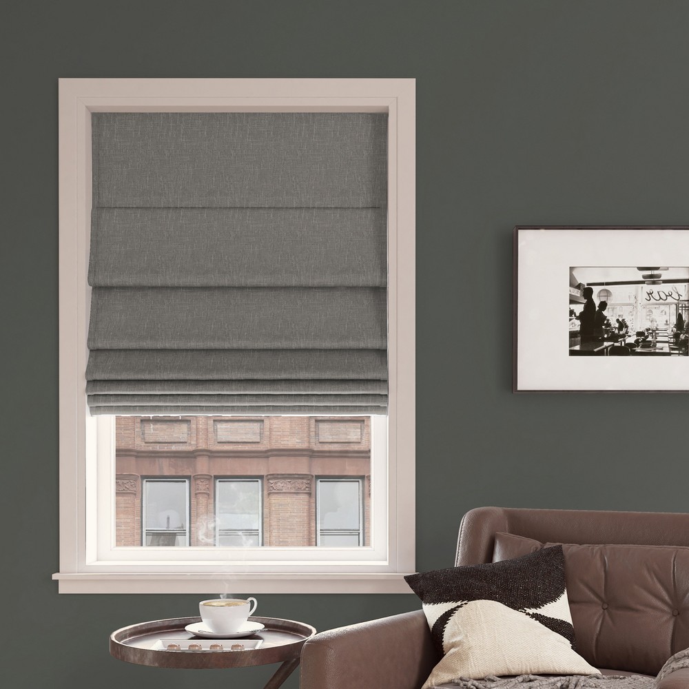 Photos - Blinds 27"x64" Sun Zero 100 Blackout Pryer Textured Cordless Roman Window Shade S