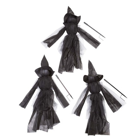 Hearthsong 52-inch Set Of 3 Tall Glowing Witches Garden Stakes ...