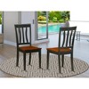 East West Furniture, Antique  Dining  Chair  Wood  Seat  with  Black  and  Cherry  Finish,  Set  of  2 - 2 of 3