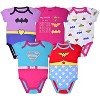 Warner Bros Girl's 5-Pack Justice League Roleplay Baby Bodysuit Creeper Set - Wonder Woman, Batgirl, Supergirl - Size 12M - 2 of 4