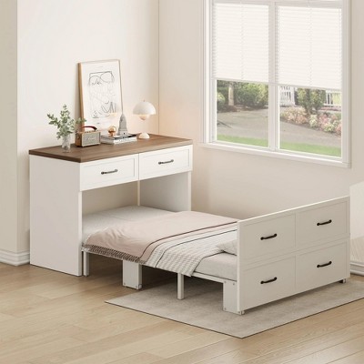 brafabhome Murphy Twin Bed with Mattress Included,33x76 Inches Hideaway Bed with Storage,Easy Pull Out and Folding
