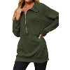 Nlife Women Merry Christmas Print Zipper Up Long Sleeve Kangaroo Pocket Sweatshirt Top Amy Green S - 4 of 4