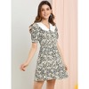 Allegra K Women's Peter Pan Collar Flowy Short Sleeve Ruffle Summer Floral Shirt Dress - 2 of 4