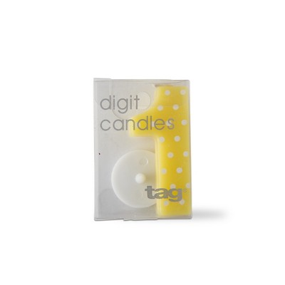 tagltd One Digit Party Candle Dots Parrafin Wax Plastic Stand Number Candle With Gold Glitter Finish Birthday Party Decor
