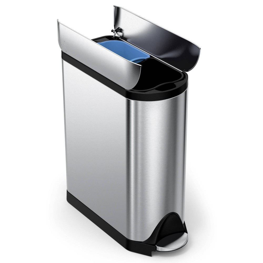 UPC 838810015637 product image for simplehuman 40L Dual Compartment Butterfly Lid Kitchen Step Trash Can Stainless  | upcitemdb.com