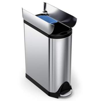 simplehuman 40L Dual Compartment Butterfly Lid Step Trash Can