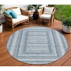 Denim Blue And Ivory Geometric Washable Indoor Outdoor Area Rug - 2 of 4