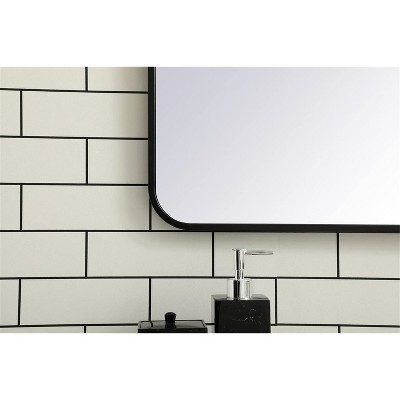 Contemporary Frameless Black Rectangular Wall Mirror 24x40 Inch