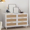 HDZNVF 51.18 inch 6 Drawers Rattan Storage Cabinet Rattan Drawer, White - 2 of 4