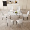 ChicFurnit Dining Set Modern 7 Piece Faux Marble Dining Table Set with PU Leather Chairs for Dining Room and Kitchen, White, 39.37"*19.49"*18.5" - 2 of 4
