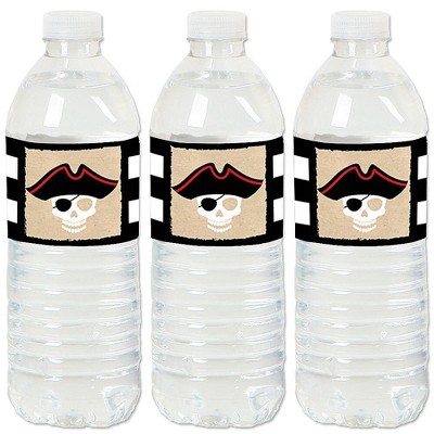 Big Dot of Happiness Beware of Pirates - Pirate Birthday Party Water Bottle Sticker Labels - Set of 20