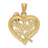 Black Bow Jewelry 14k Two Tone Gold and White Rhodium Mom and Rose Heart Pendant, 20mm - 3 of 4