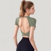 Anna-Kaci Active Women's Short Sleeve Open Back Crop Top with Twist Detail and Fitted Silhouette - 3 of 4