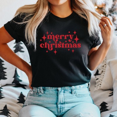 Simply Sage Market Whimsical Merry Christmas Short Sleeve Tee - XS - Black