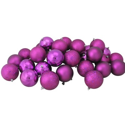 Northlight Shatterproof 4-Finish Christmas Ball Ornaments 3.25" (80mm) - Violet - 32ct