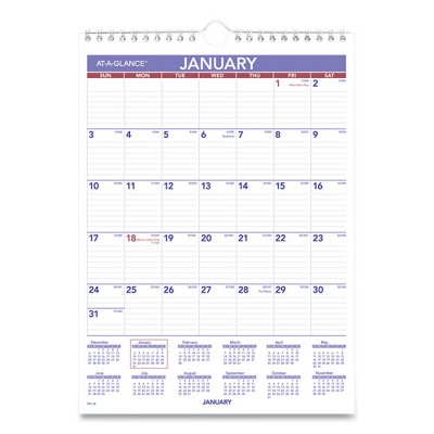 Monthly Wall Calendar with Ruled Daily Blocks, 8 x 11, White Sheets, 12-Month (Jan to Dec): 2025