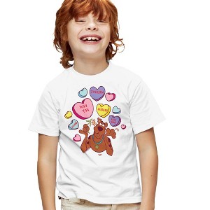 Boys' Short Sleeve Scooby-Doo Valentine's Day Heart Candy Youth Unisex T-Shirt - 1 of 4