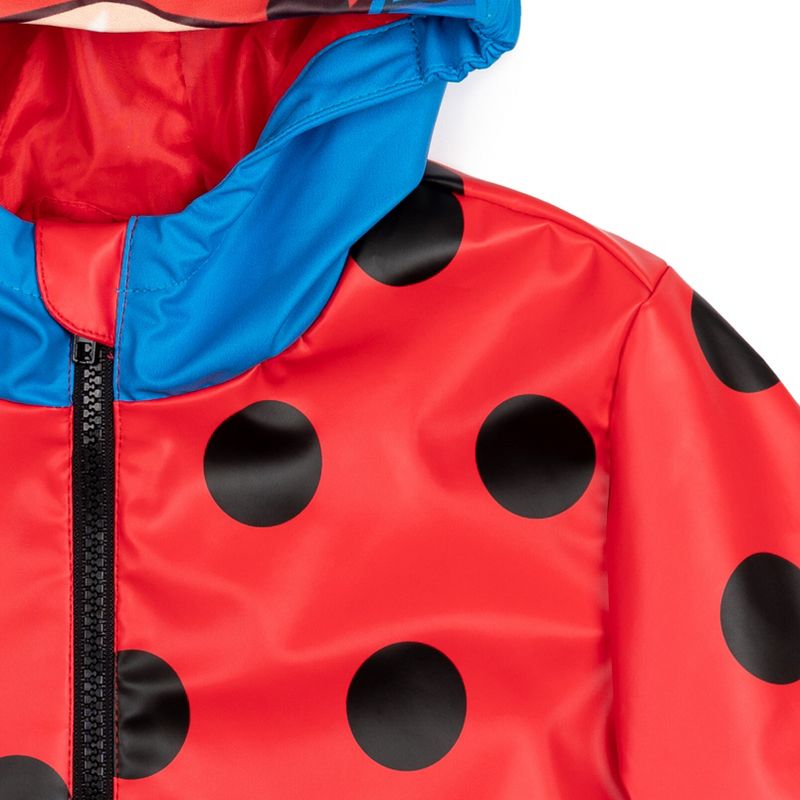Miraculous Ladybug Girls Zip Up Waterproof Rain Jacket Little Kid to Big Kid , 4 of 8