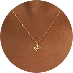 Initial Necklace for Women, 14K Gold Plated Dainty Personalized Letter Pendant - 1 of 4