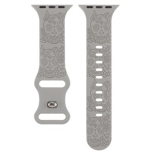 HTUTWOO Halloween Apple Watch Band, Skull Engraved Design Silicone Strap 38/40/41/42/44/45/49mm, for iWatch Series 10 9 8 7 6 5 4 3 2 1 SE - 1 of 4