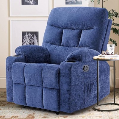 FURNIinspire Sofas Small Recliner Chair for Home Living Room, Bedroom, Indoor Sofas for Adults, Blue,33.5"*28.9"*40.9"