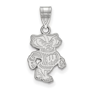 Black Bow Jewelry Sterling Silver Wisconsin Badgers NCAA Medium Pendant - 1 of 3