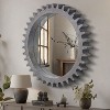 CAVINAS Wooden Round Bathroom Mirror,Heavy Gear-Shaped Frame Mirror,Wall Mounted Mirror for Bathroom,Living Room,Entryway,Corridor - 2 of 4