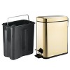 mDesign 1.3 Gallon Rectangle Metal Step Can with Liner/Handle, Soft Brass - 4 of 4