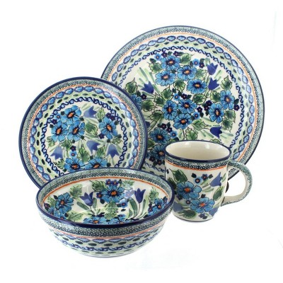 Blue Rose Polish Pottery Ballina 16 Piece Dinnerware Set