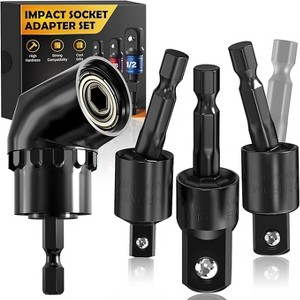 DOMETOUR Impact Socket Adapter Set Tools Christmas Gift Cool Gadgets 3-Piece 1/4 3/8 1/2" Socket Wrench Extension Drill Adapter Bit Set - 1 of 4