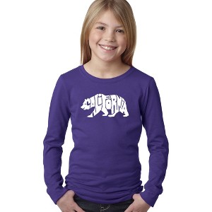 LA Pop Art Girl's Word Art Long Sleeve - California Bear - 1 of 4