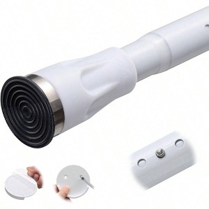 White Tension Curtain Rod No Drill 42 to 115 Inch Adjustable Heavy Duty Black Shower Curtain Rod Bathroom Closet - 1 of 4