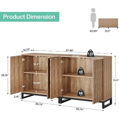 Tribesigns Sideboard Buffet Cabinet with Storage, 57.5" Farmhouse Coffee Bar Cabinet with 4 Doors & Shelves for Dining Room Kitchen