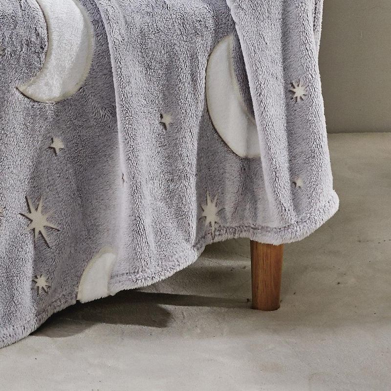 Star Moon Micro Plush All Season Throw Blanket 50" X 60" Gray by Plazatex, 2 of 4