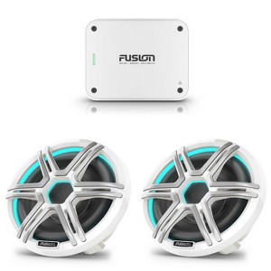 Garmin Fusion 2 Apollo AP-SL10SPW 10" LED Marine Subwoofer Sport Grill White with Fusion MS-AP12000 Apollo Series Monoblock Marine Amplifier - 1100... - 1 of 4