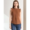 INSPIRE CHIC Women's Ruffled Curved Hem Business Office Vintage Sleeveless Blouse - 3 of 4